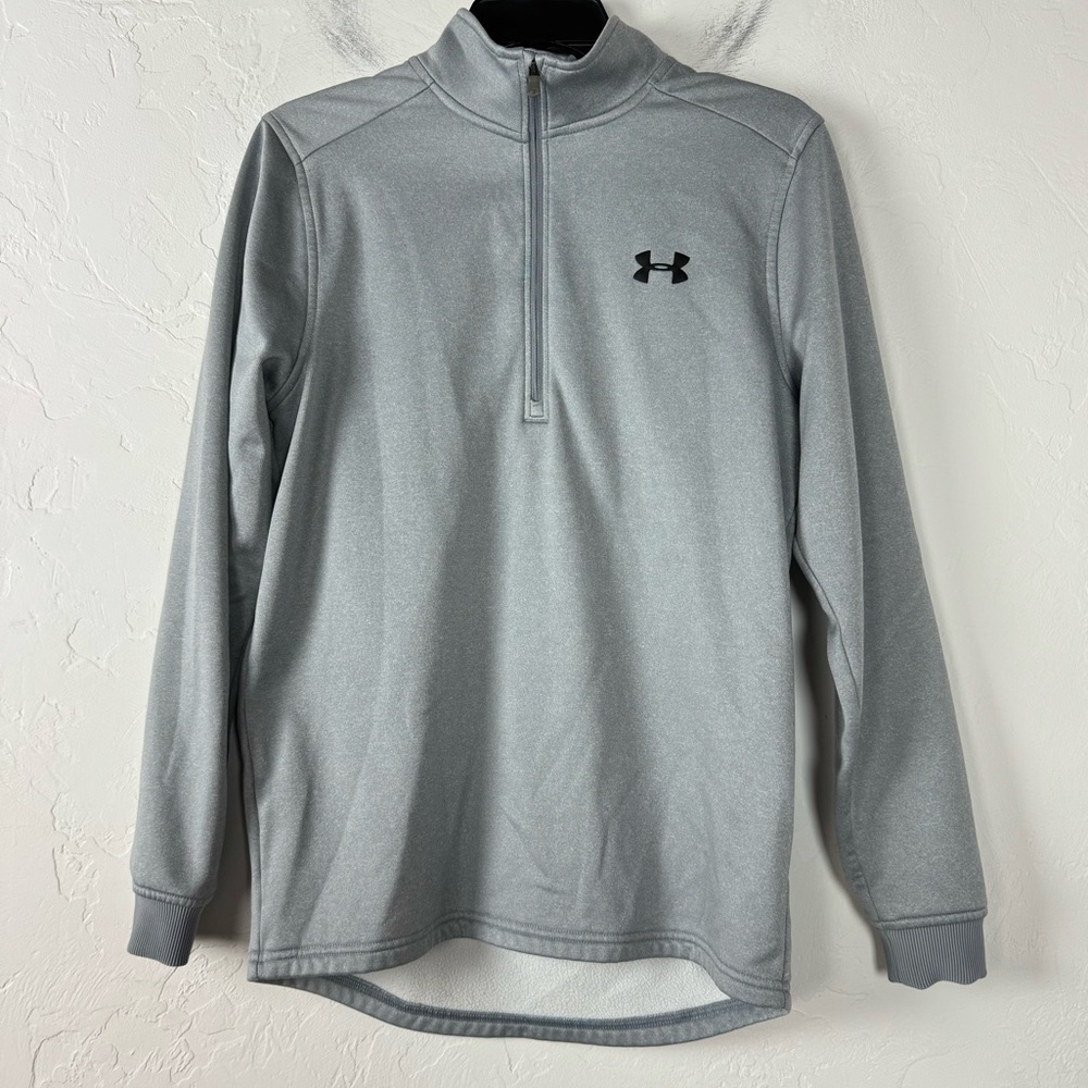 UA Under Armour Sweatshirt Pullover Sweater‎ Fleece Heather Marled Gray Silver